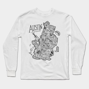 Austin Illustrated Map Long Sleeve T-Shirt